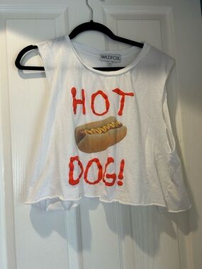 Wildfox White Crop Top with Hot Dog